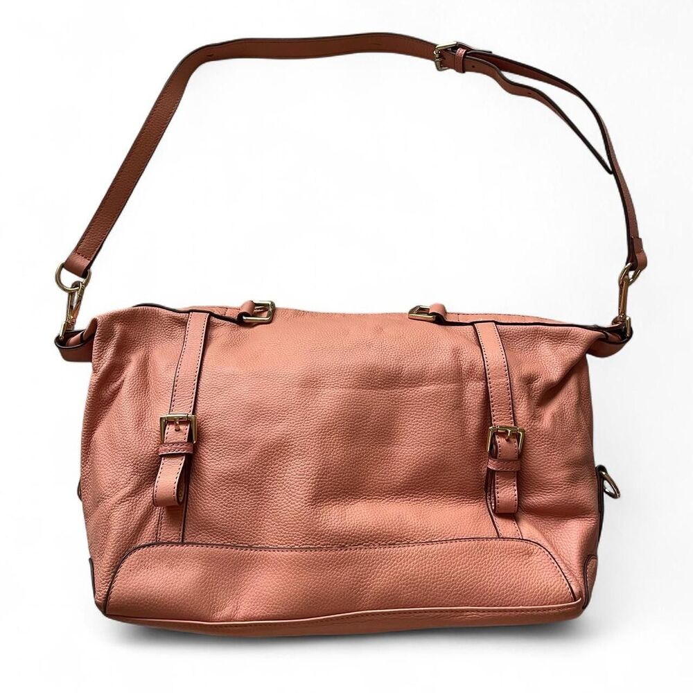 Ora Delphine Soft Coral Pebbled Leather Shoulder Bag